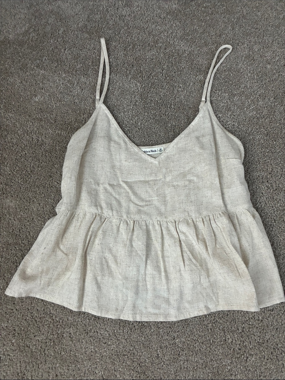 Abercrombie Linen-Blend Cream Babydoll Top